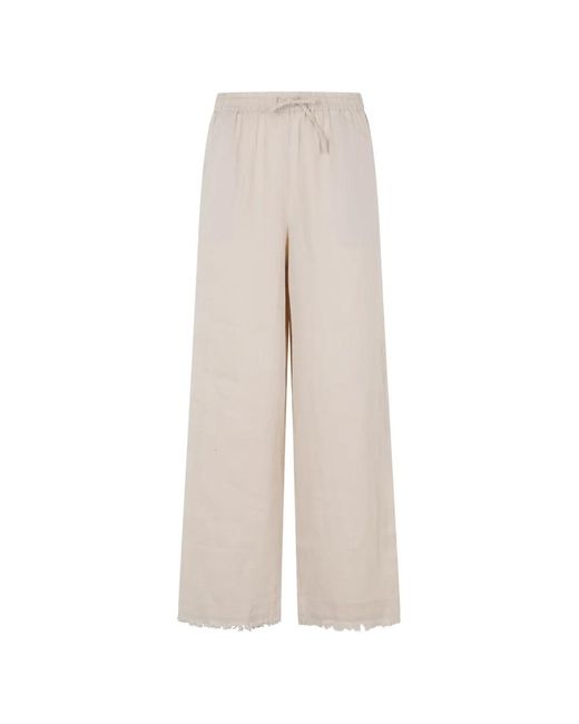 Mc2 Saint Barth White Irma Fringe-Hem Trousers