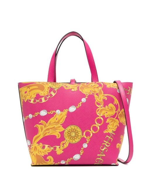 Versace Jeans Pink Chain Couture-print Tote Bag