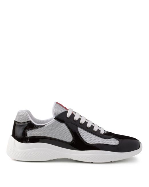 Prada Black America'S Cup Logo-Patch Sneakers for men