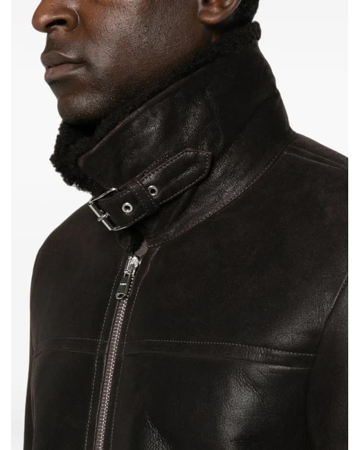 Dondup Black Leather Jacket for men