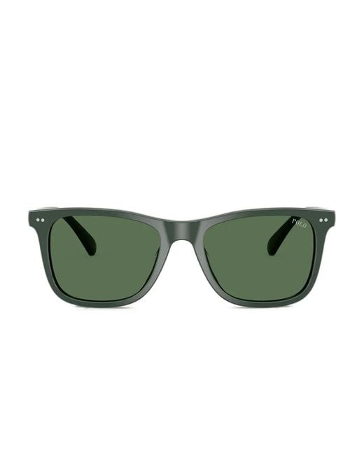 Polo Ralph Lauren Green Heritage Pen-Hinge Square-Frame Sunglasses for men