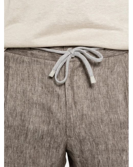 Barba Napoli Gray Drawstring Pleated Shorts for men