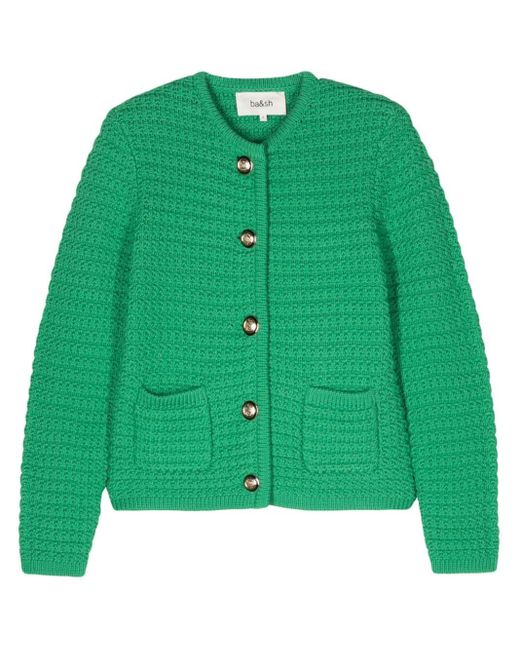 Ba&sh Green Gaspard Crochet-knit Cardigan