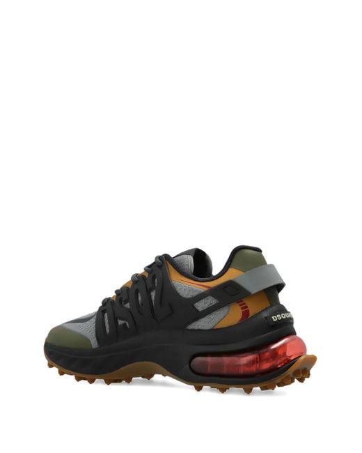DSquared² Black Lace-Up Panelled Low-Top Sneakers for men