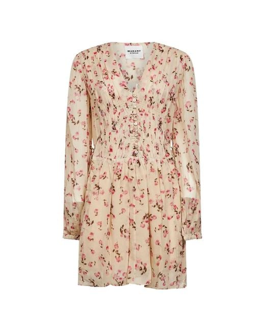 Isabel Marant Natural Marant Etoile Printed Muslin Loriena Minidress