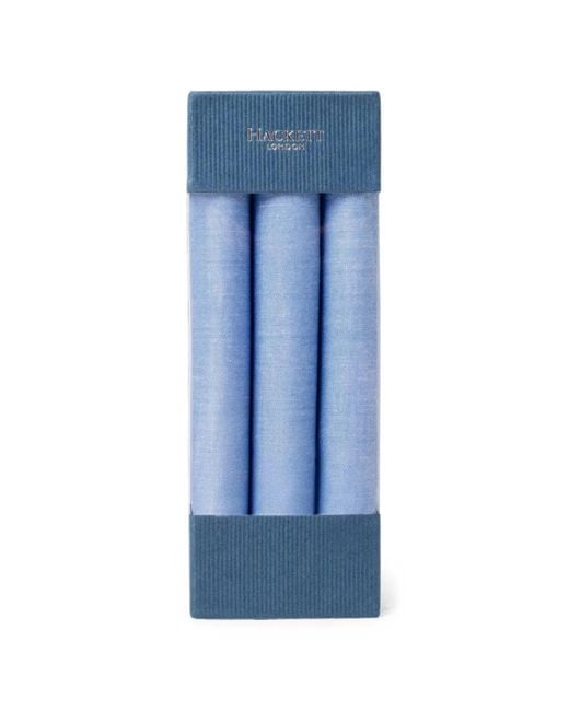 Hackett Blue Carrés De Poche En Popeline De Coton for men