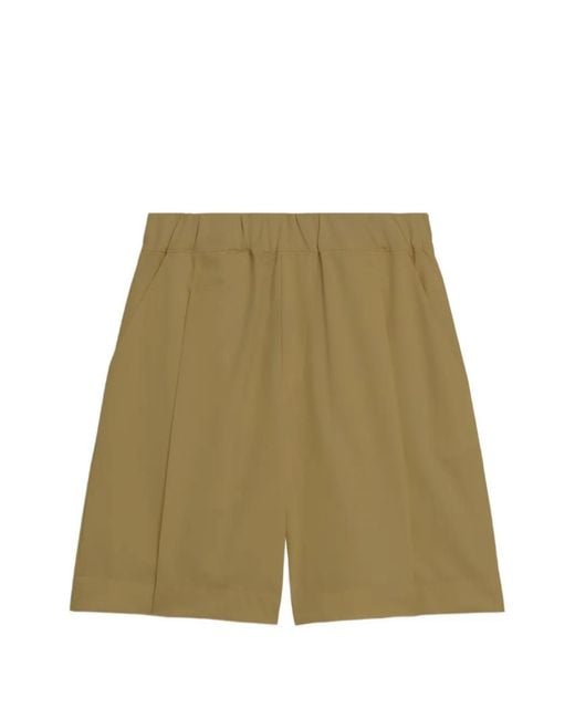 A PAPER KID Green Elasticated Wool Bermuda Shorts for men