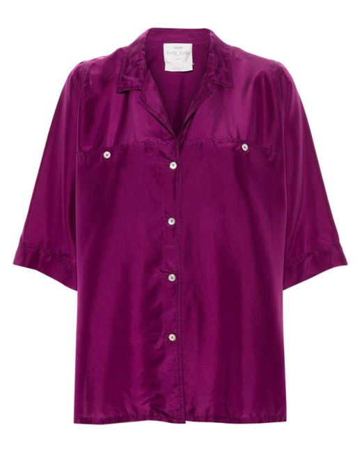 Chemise en soie à col cubain Forte Forte en coloris Purple