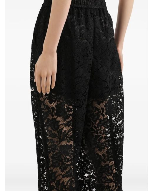 Dolce & Gabbana Black Lace Drawstring Trousers
