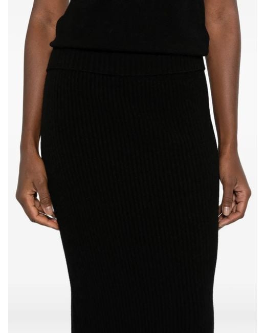 AROVESCIO Black Ribbed-Knit Skirt