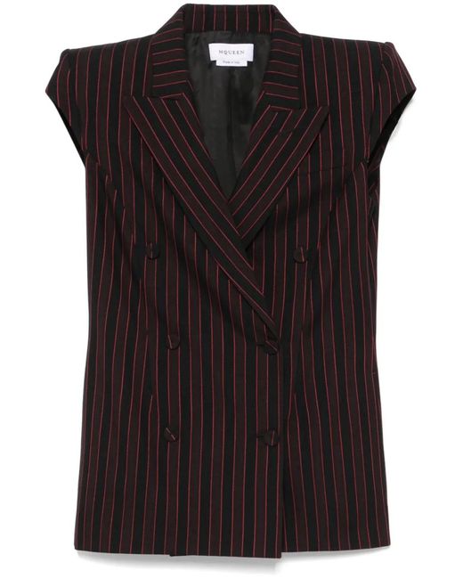 McQueen Black Elegant Wool Jacket For