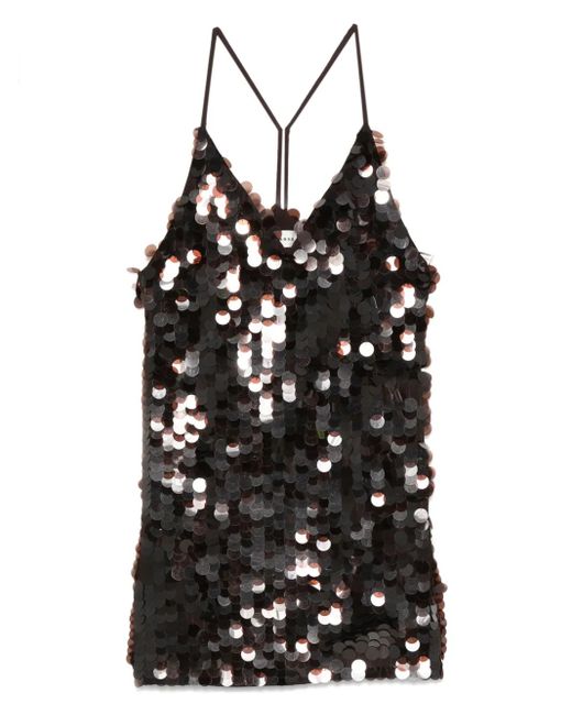 P.A.R.O.S.H. Black Sequin Spaghetti-Strap Dress