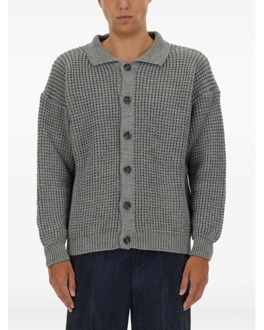 FAMILY FIRST Cardigan mit Waffelstrick-Muster in Gray für Herren