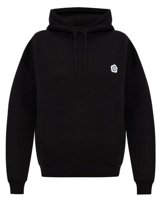 KENZO Blue Logo-Embroidery Cotton Hoodie