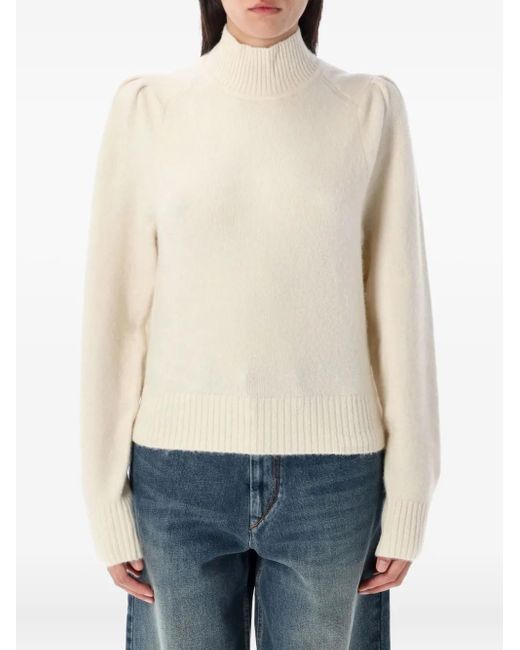 Isabel Marant White Rollkragenpullover mit Puffärmeln