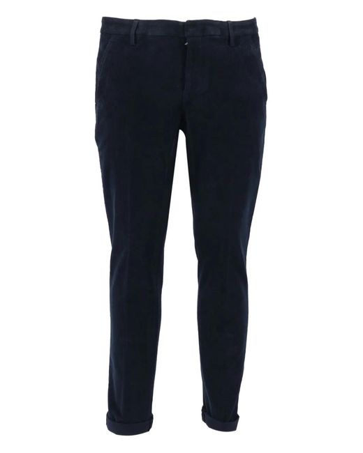 Dondup Blue Corduroy Straight Trousers for men