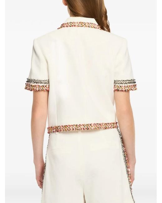 Cinq À Sept White Fringed Collared Jacket