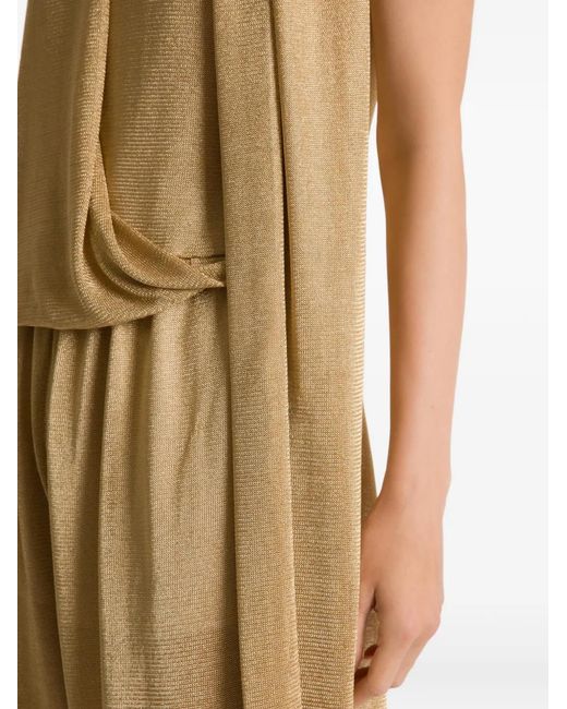 Alberta Ferretti Natural Draped Sleeveless Top