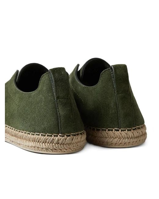 Zegna Green Suede Espadrilles for men