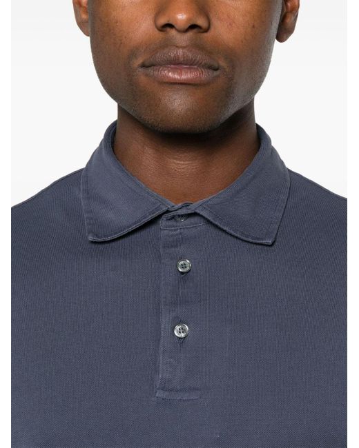 Chemise en coton à col italien Fedeli pour homme en coloris Blue