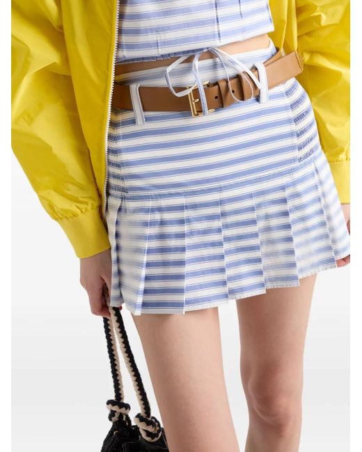 Prada Blue Striped Poplin Mini Skirt