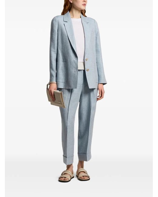 Peserico Gray Button Patch-Pocket Blazer