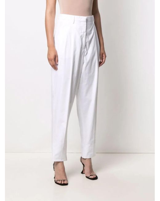 N°21 White High-Waisted Tapered Trousers