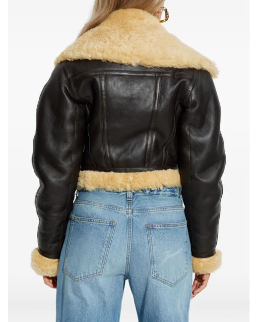 Jacquemus Black Cropped Leather Jacket