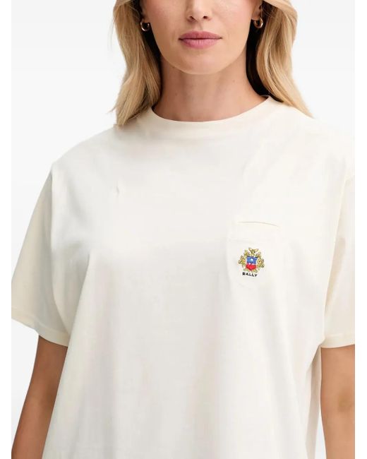Bally White Logo-Embroidered T-Shirt
