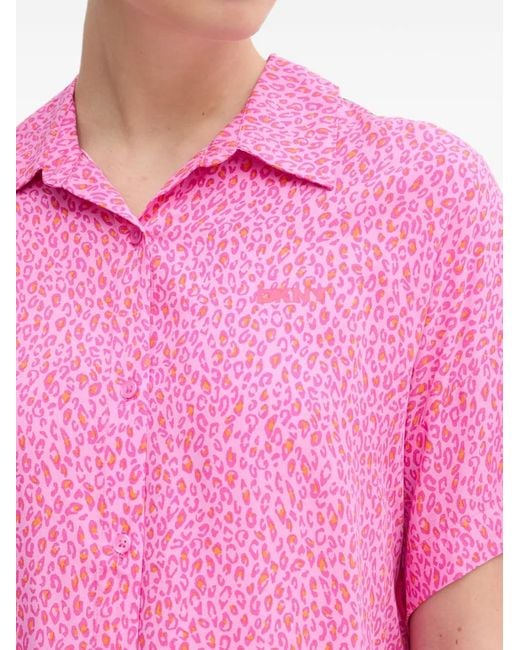 DKNY Pink Animal-Print Buttoned Pajamas