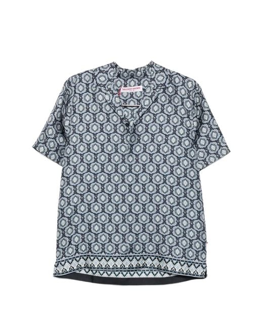 Orlebar Brown Gray Geometric-Print Camp-Collar Shirt for men