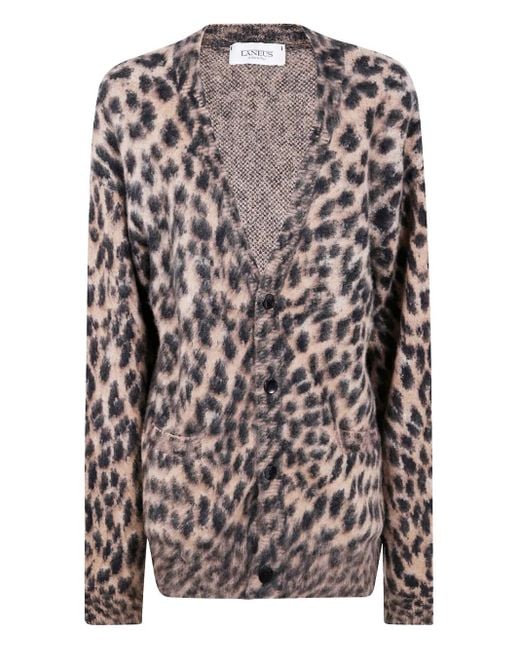 Laneus Gray Leopard-Print Button-Up Cardigan for men