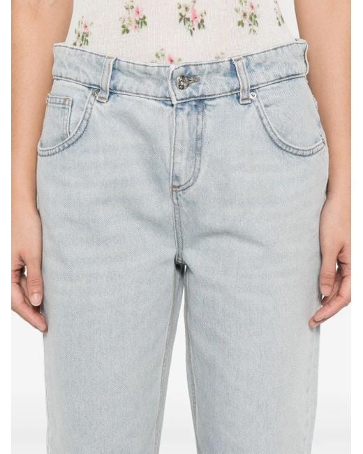 Blumarine Gray Logo-Embroidered Jeans