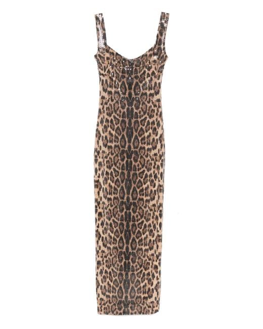 Atu Body Couture Brown Leopard-Print Midi Dress