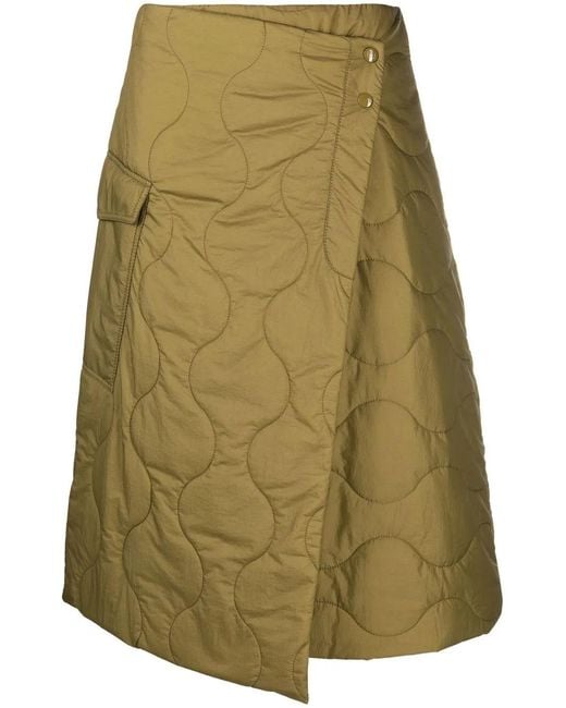 Woolrich Green Quilted Wrap Skirt