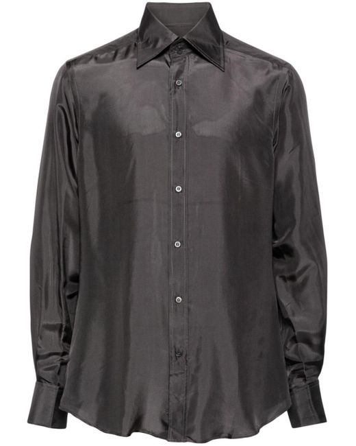Gucci Black Silk Point-collar Shirt for men
