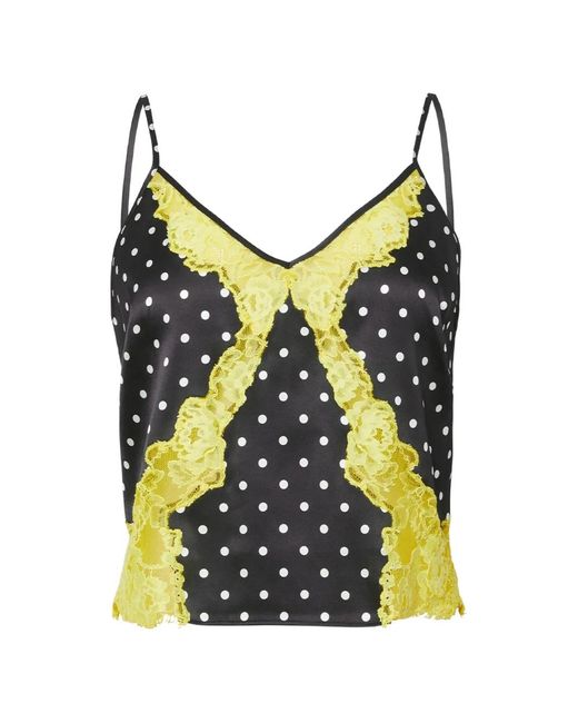Fleur du Mal Blue Juliet Lace-Trim Dotted Camisole Top