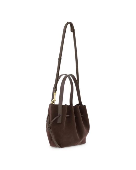 Yuzefi Brown Mini Scallop Suede Tote Bag