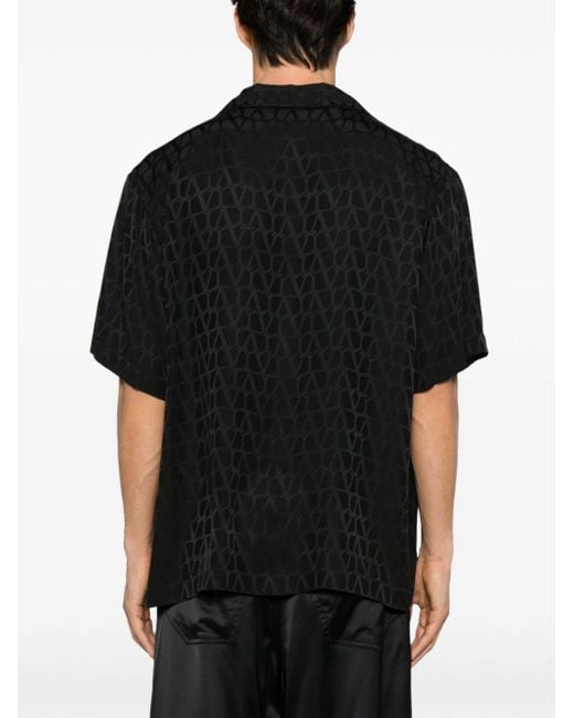 Chemise en soie à logo en jacquard Valentino Garavani pour homme en coloris Black