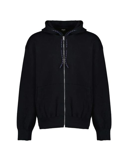 Fendi Blue Zip Hoodie for men
