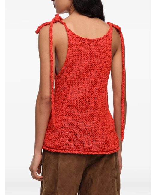 Bimba Y Lola Red Tie-Fastening Knitted Top