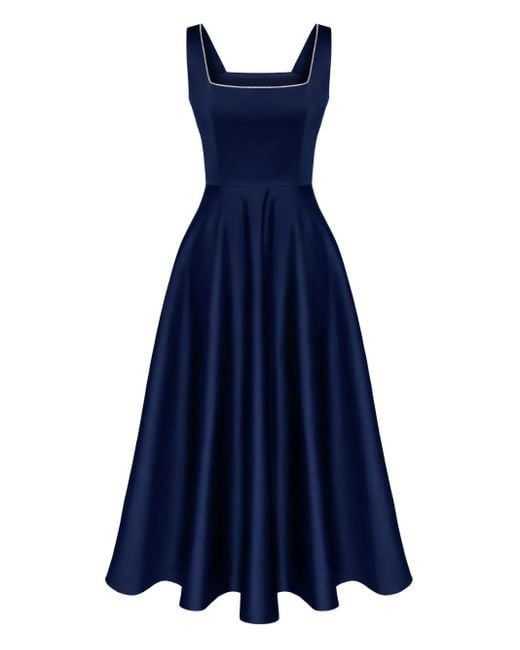 POST MERIDIEM Blue Decorated-Bodice Midi Dress