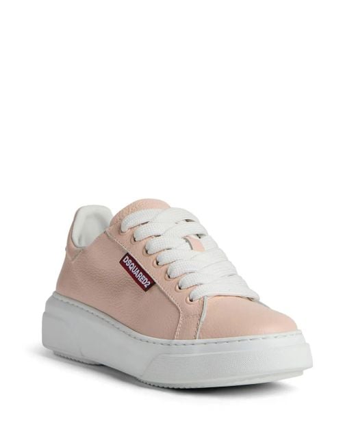 DSquared² Pink Logo-Embossed Lace-Up Sneakers
