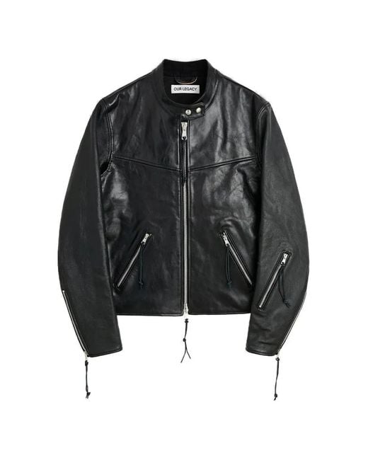 Our Legacy Black Yurei Buffed Leather Jacket for men