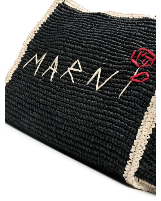 Marni Black Sillo Makramee-Handtasche