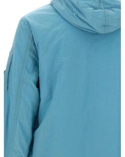 C P Company Blue Drawstring-Hood Jacket for men