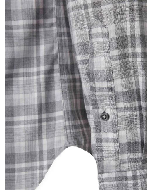 Canali Gray Cotton Plaid Shirt for men