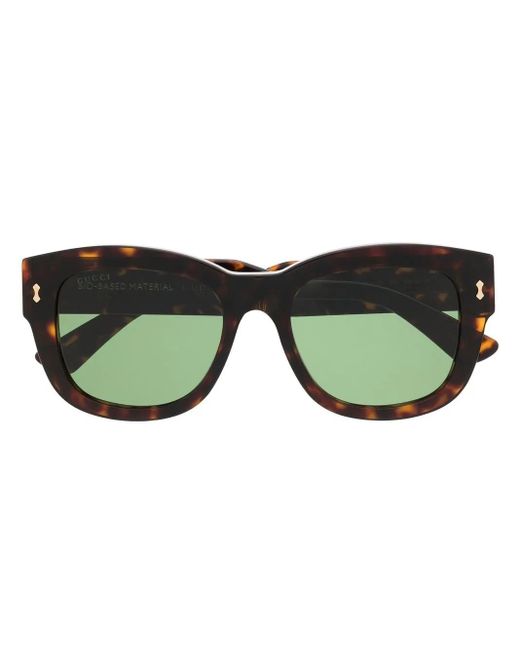Gucci Green Tortoiseshell-Frame Sunglasses for men
