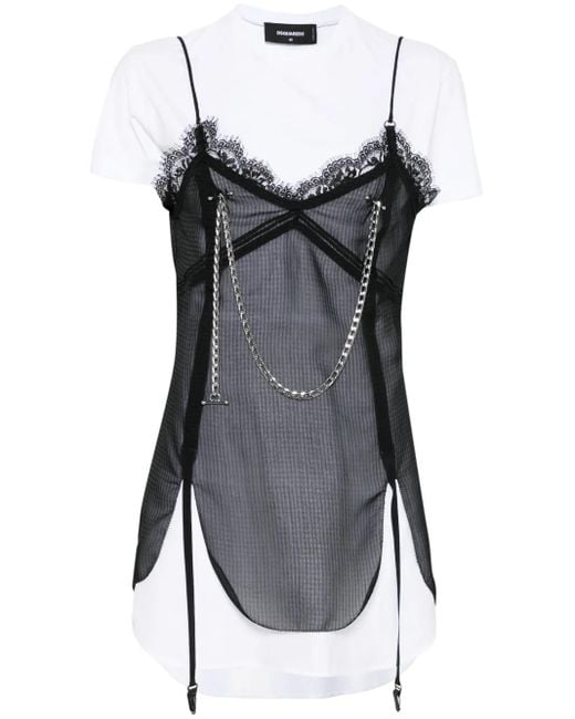 DSquared² Black Pierced Apron Dress