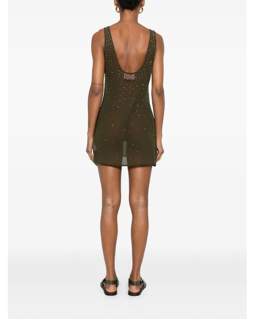 Mc2 Saint Barth Green Raya Rhinestone-Embellished Mini Dress
